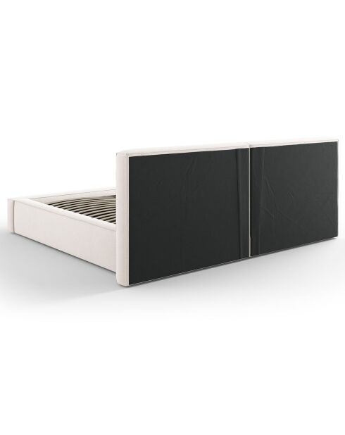 Lit coffre avec tête de lit Arendal beige clair - 200x200 cm