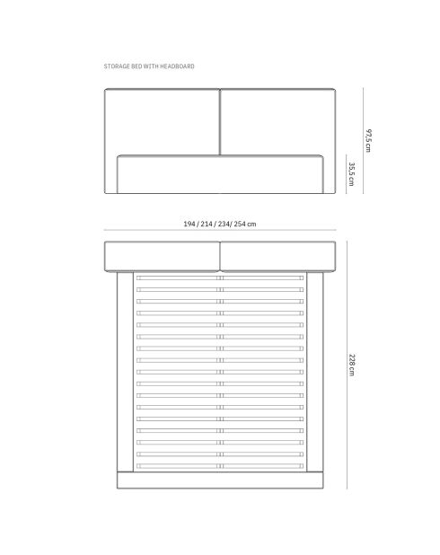 Lit coffre avec tête de lit Arendal beige clair - 200x200 cm