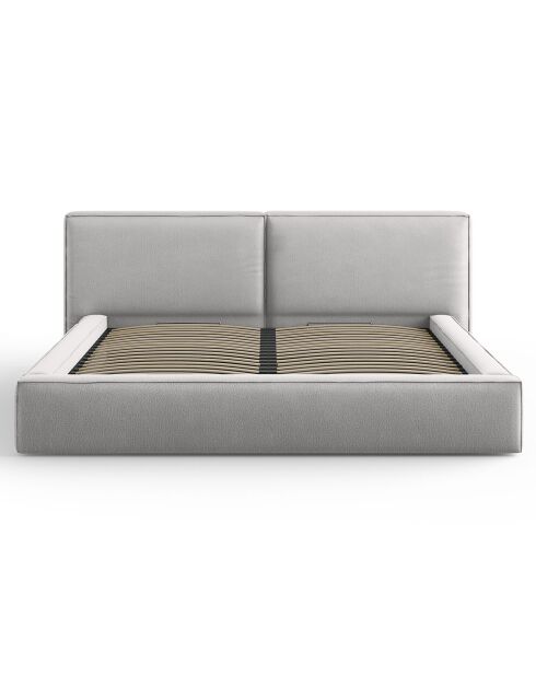 Lit coffre avec tête de lit Arendal gris clair - 200x200 cm