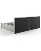 Lit coffre avec tête de lit Arendal gris clair - 200x200 cm