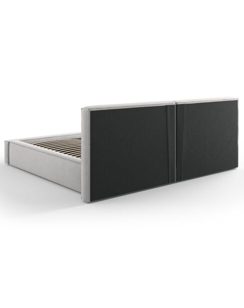 Lit coffre avec tête de lit Arendal gris clair - 200x200 cm