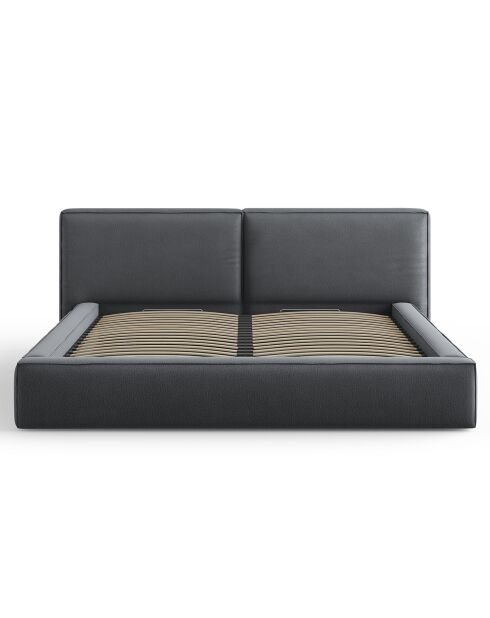 Lit coffre avec tête de lit Arendal gris foncé - 200x200 cm