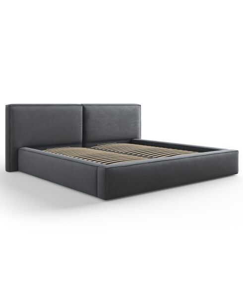 Lit coffre avec tête de lit Arendal gris foncé - 200x200 cm