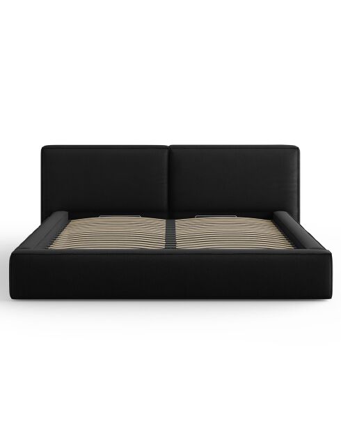 Lit coffre avec tête de lit Arendal noir - 200x200 cm