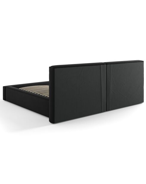 Lit coffre avec tête de lit Arendal noir - 200x200 cm