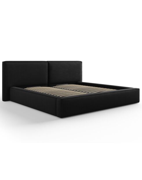 Lit coffre avec tête de lit Arendal noir - 200x200 cm