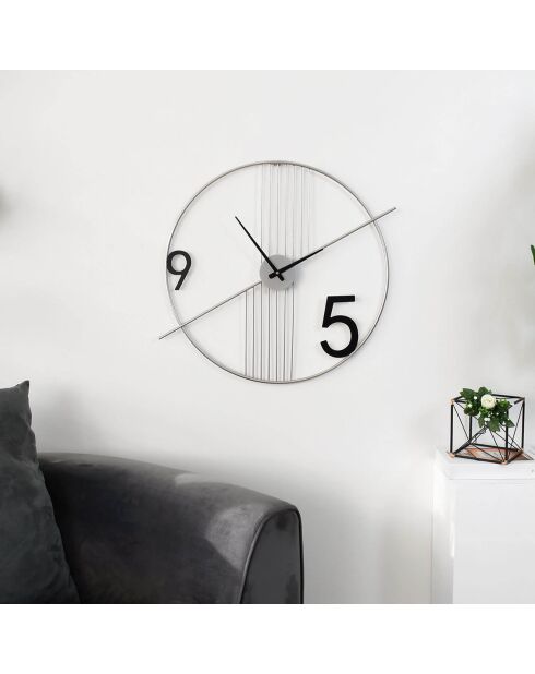 Horloge murale Balanced Time argentée - 60x77x5 cm