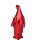 Sculpture en résine Pingouin à facettes rouge  - 35x15x15 cm