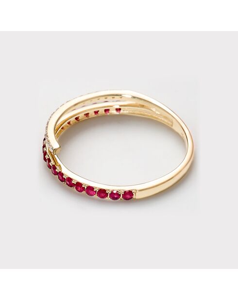 Bague Lyson Diamants 0.06 ct & Rubis 0.27 ct or jaune