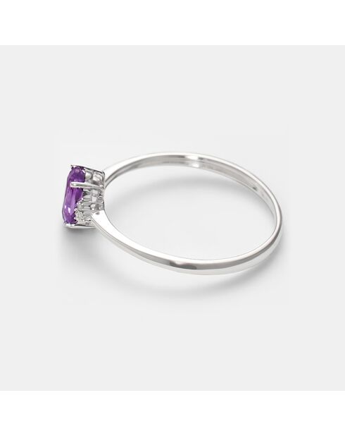 Mady 0.03 ct diamanten en 0.37 ct amethist witgouden ring