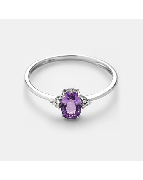 Mady 0.03 ct diamanten en 0.37 ct amethist witgouden ring