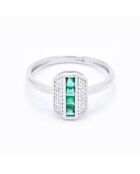 Bague Katell Diamants 0.07 ct & Emeraudes 0.26 ct or blanc