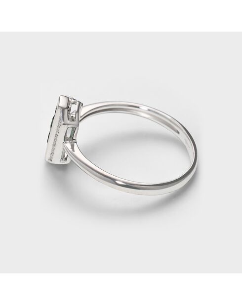 Bague Katell Diamants 0.07 ct & Emeraudes 0.26 ct or blanc