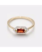 Bague Isaline Diamants 0.07 ct & Grenat 0.25 ct or jaune