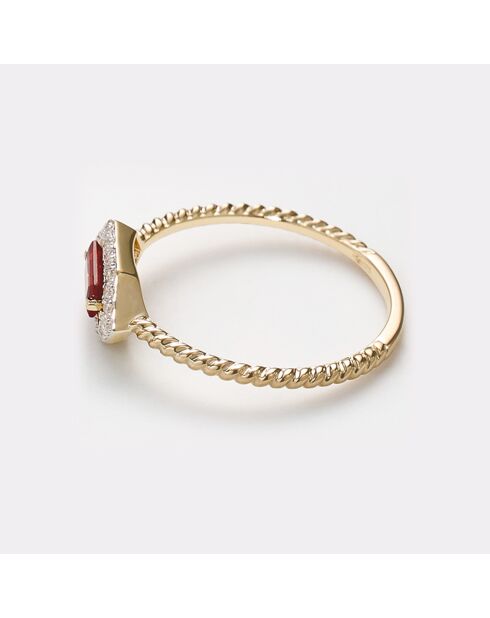 Bague Isaline Diamants 0.07 ct & Grenat 0.25 ct or jaune