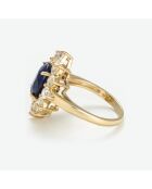 Bague Asty Saphir 3.50 ct & Topaze blanches 1.84 ct or jaune