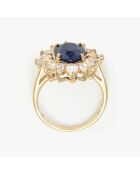 Bague Asty Saphir 3.50 ct & Topaze blanches 1.84 ct or jaune