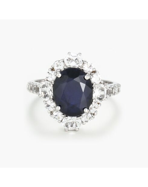 Bague Palaia Saphir 3.5 ct & Topazes blanches 1.45 ct or blanc