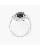 Bague Palaia Saphir 3.5 ct & Topazes blanches 1.45 ct or blanc