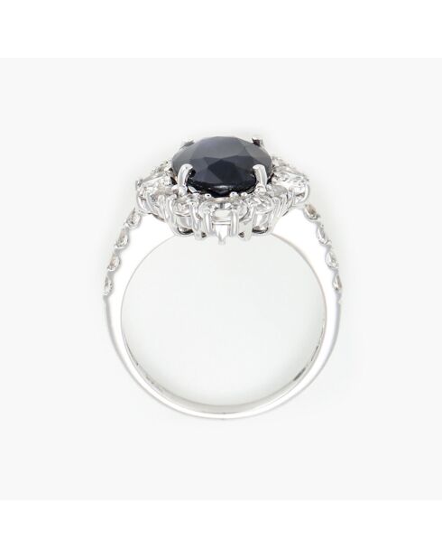 Bague Palaia Saphir 3.5 ct & Topazes blanches 1.45 ct or blanc