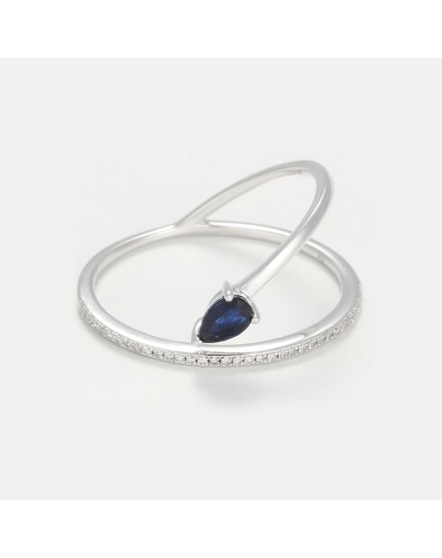 Syrna Ring aus 0,08 ct Diamanten und 0,28 ct Saphir-Weißgold
