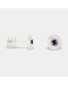 Corinne oorbellen 0.09 ct diamanten & 0.17 ct saffieren witgoud