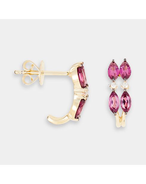 Boucles d'oreilles Cécilia Diamants 0.02 ct & Rhodolite 0.73 ct or jaune
