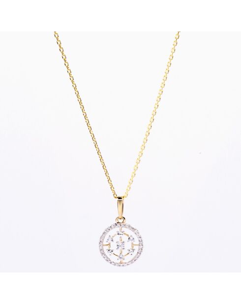 Cosmeia Anhänger aus 0,07 ct Diamanten und 0,10 ct weißen Saphiren aus Gelbgold