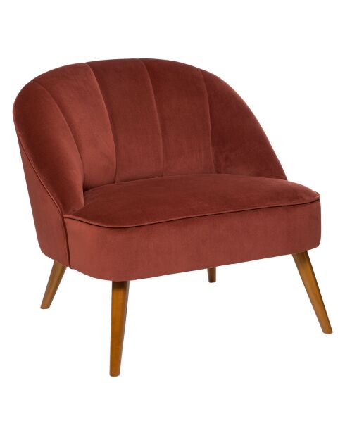 Fauteuil van terracotta fluweel Naova - 78x72x71 cm