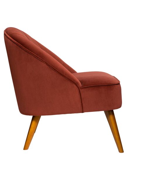 Fauteuil van terracotta fluweel Naova - 78x72x71 cm