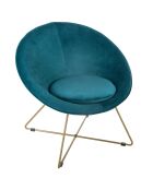 Poltrona Evan in velluto blu - 76x67x73 cm