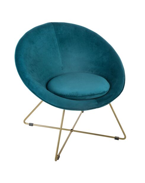 Fauteuil Evan blauw fluweel - 76x67x73 cm