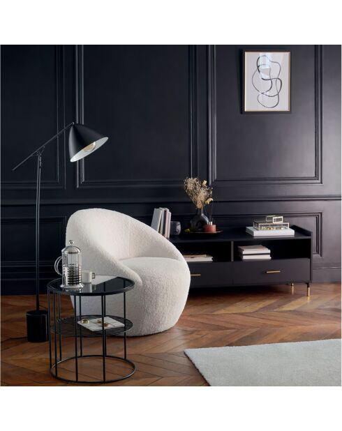Fauteuil bouclette Romi blanc - 75x77x70 cm