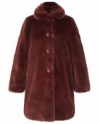 Manteau mi-long en Fausse Fourrure Bijou chocolat