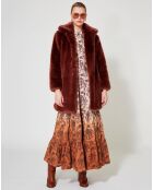 Manteau mi-long en Fausse Fourrure Bijou chocolat