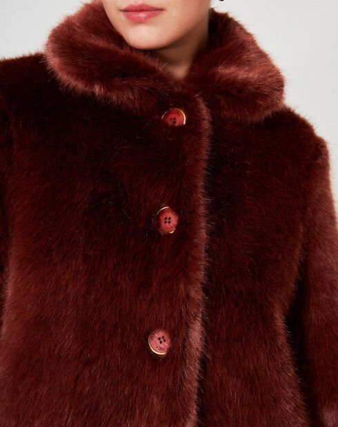Manteau mi-long en Fausse Fourrure Bijou chocolat