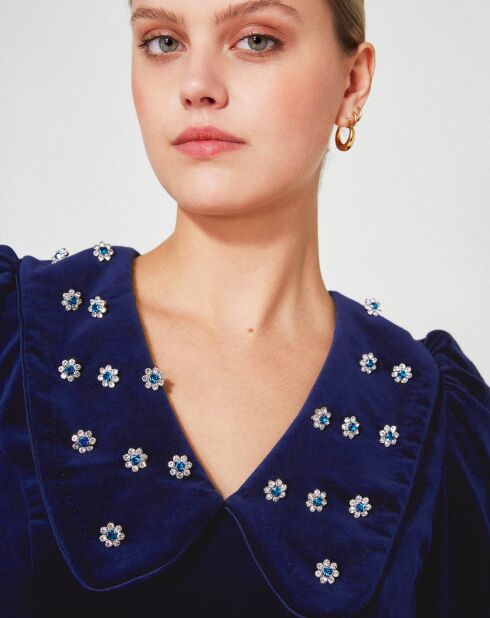 Robe courte en Velours Princesse encre