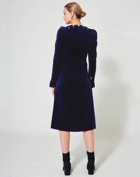 Robe courte en Velours Princesse encre