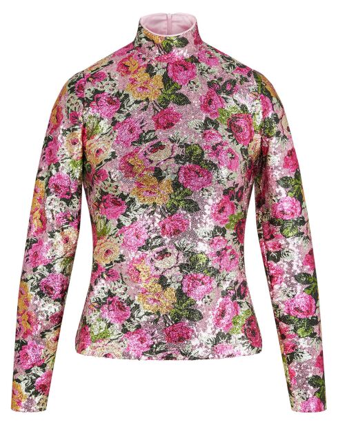Top Roses à sequins rose