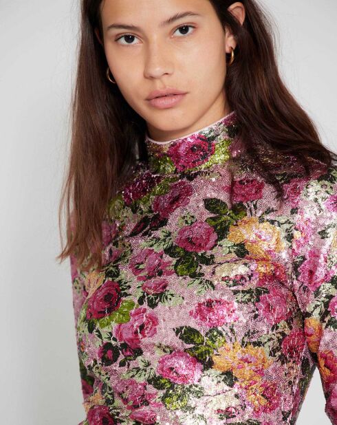Top Roses à sequins rose