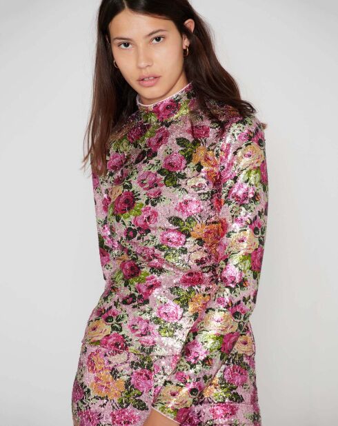 Top Roses à sequins rose