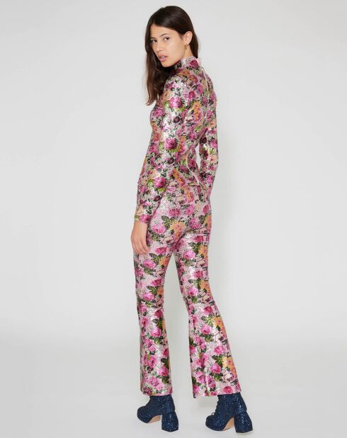Top Roses à sequins rose