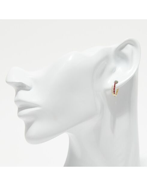 Mattie oorbellen diamanten 0.06 & Rubies 0.20 kt geelgoud