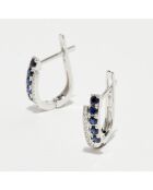 Boucles d'oreilles Diamants 0.05 ct & Saphirs 0.33 ct or blanc