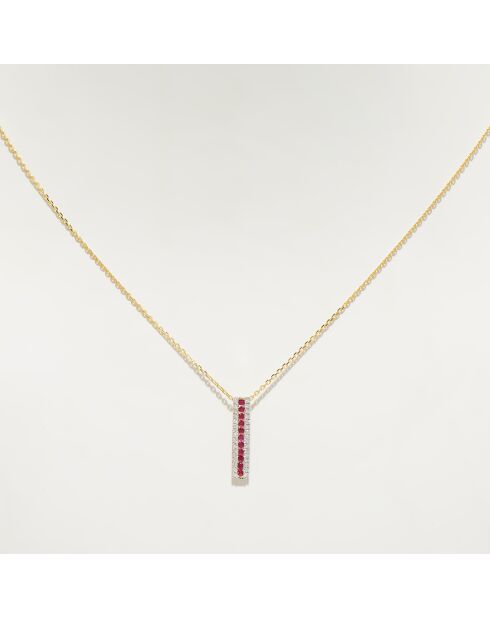 Pendentif Kanya Diamants 0.10 ct & Rubis 0.15 ct or jaune