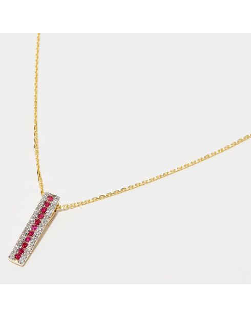 Pendentif Kanya Diamants 0.10 ct & Rubis 0.15 ct or jaune