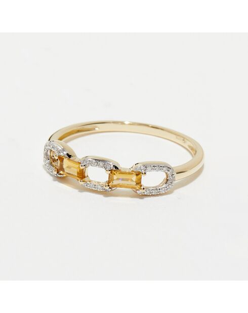 Kalys 0,08 ct diamanten en 0,18 ct citrines geelgouden ring