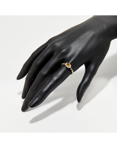 Melusine 0,09 ct diamant en 0,42 ct citrien geelgouden ring