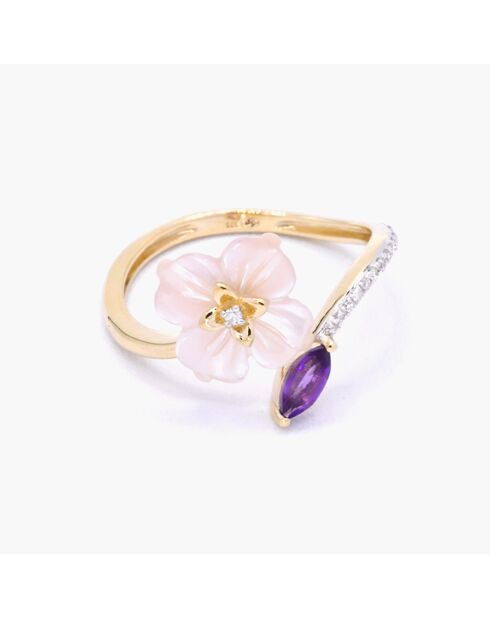 Bague Prisca Diamants 0.05 ct & Mix Pierres 0.81 ct or jaune