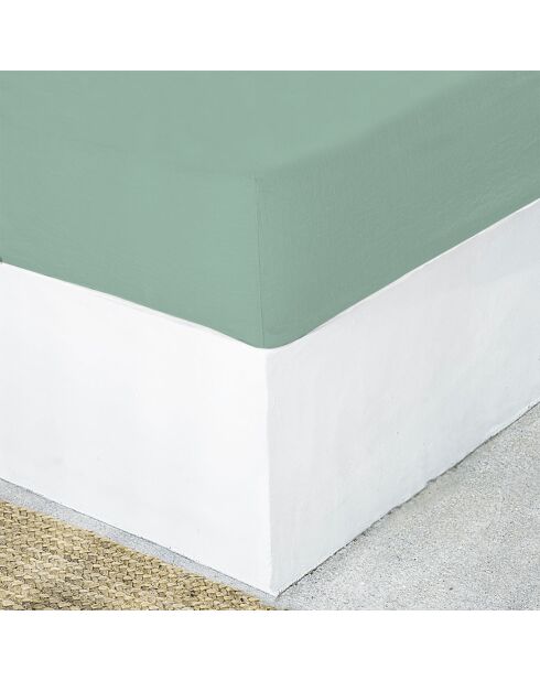 Sábana bajera ajustable Hortense de lino lavado verde pistacho